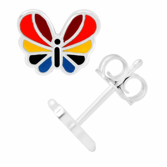 Itsy Bitsy Sterling Silver 6mm Butterfly Stud Earrings - Picture 2 of 2